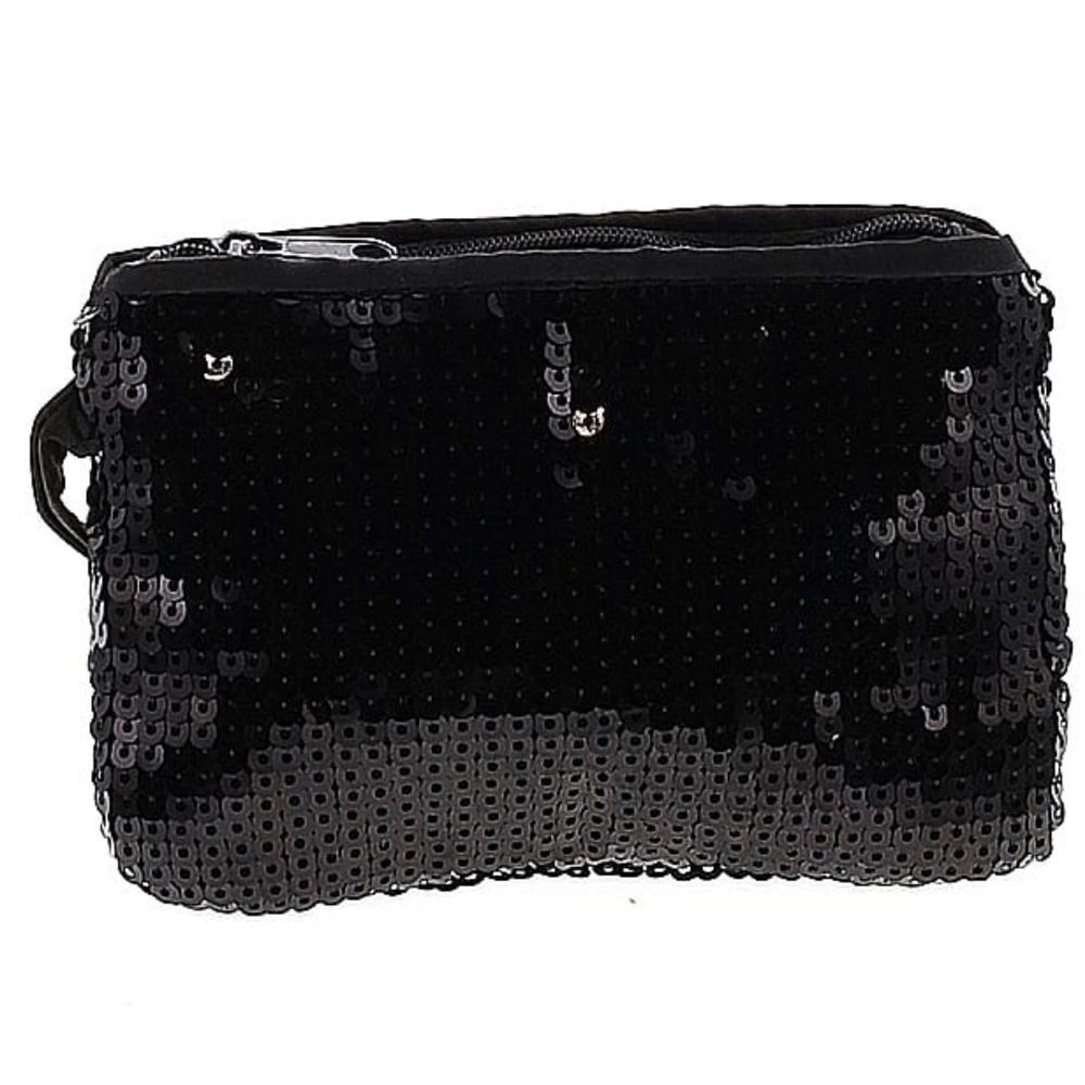 💜Black Sequin Zippered Wristlet Pouch
